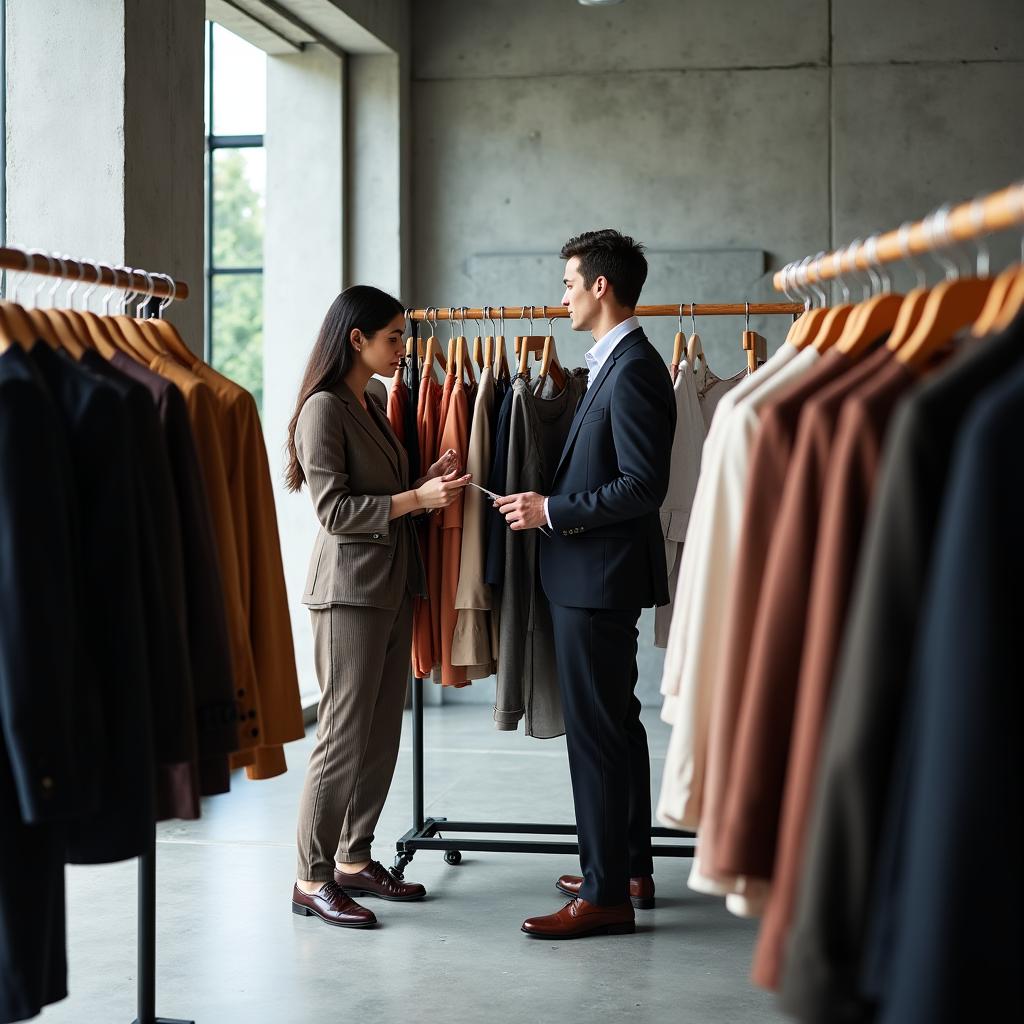 A personalized 1-on-1 styling session in a minimalist luxury showroom